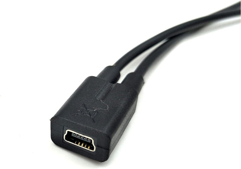 Duttek Mini USB Multi Charging Cable, 10 inch Y Splitter Cable, Mini USB Female to Micro USB Male 2 in 1 Cord Black