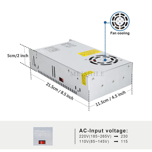 MEISHILE 12V 50A 600W DC Switching Power Supply Adapter PSU for LED Drive Light Lamp Meter 3D Printer