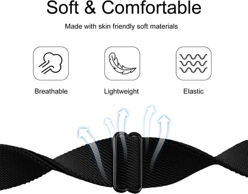 2 Pack Stretchy Nylon Watch Bands, Compatible with Woneligo/Fitpolo Smart Watch IDW13, Soft Elastic Straps for Men Women