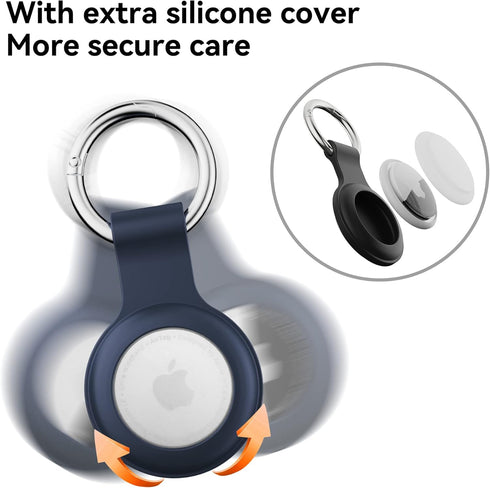 4 Pack IPX8 Waterproof AirTag Keychain, Soft Silicone Holder Case Key Ring for Luggage, Keys, Dog Collar