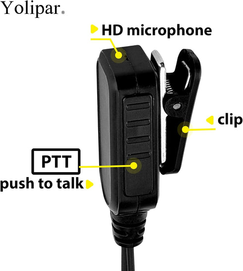 CLS1110 CLS1410 Earpiece with PTT Mic, Compatible with Motorola Radio CP200 GP300 GP2000 Walkie Talkie, Single-Wire