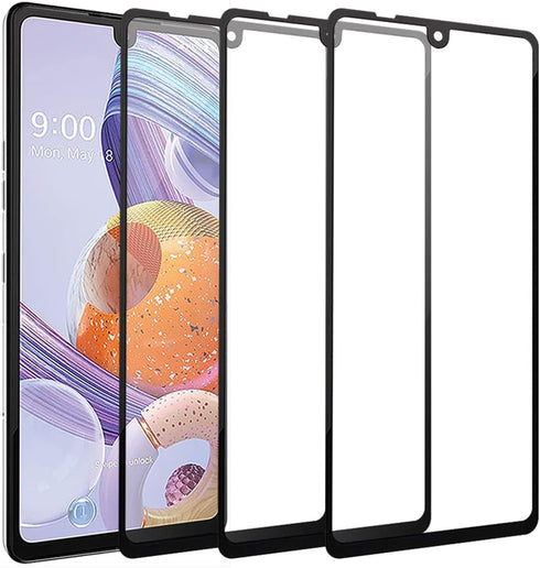 3 Pack Screen Protector for L-G Stylo 6, Anti-Scratch 9H Hardness Full Coverage, Black Edges Silk Print