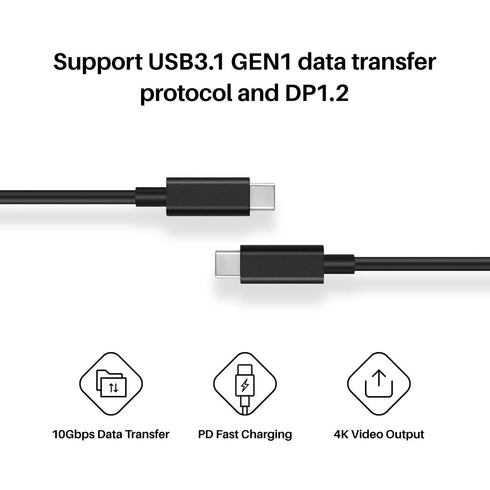 HUION Full-Featured USB-C to USB-C Cable Support USB3.1 GEN2 DP Signal for Kamvas 12/13/16/22/24 Graphic Tablet, 3.2ft