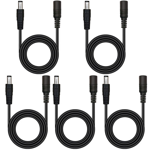 5Pcs Male to Female DC Extension Cable - 3.3ft/1Meter, 5.5mm x 2.1mm for CCTV Security Camera and LED Light Strips