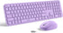 Seenda Purple Keyboard and Mouse Combo, Wireless Full Size 2.4GHz Silent USB Wireless Keyboard Mouse for Windows,