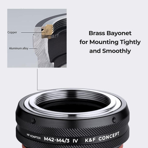 K&F Concept M42-M4/3 IV Lens Mount Adapter - Manual Focus Compatible with M42 Lens and Micro Four Thirds Camera