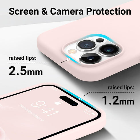AOTESIER iPhone 15 Pro Case - Shockproof Liquid Silicone, Slim 6.1" Cover with Soft Anti-Scratch Lining - Chalk Pink