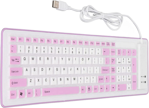 Foldable Silicone Keyboard, USB Wired Waterproof Rollup Keyboard, 103 Keys Soft Touch for PC, Laptop, Notebook