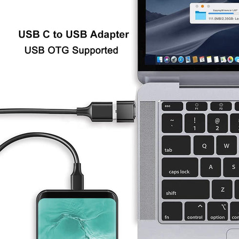 USB C to USB Adapter (Pack of 2), Type C to USB-A Converter, Compatible with MacBook, Tablets, Black and Silver