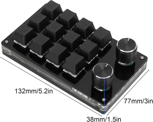 12 Key Mini Keyboard, One Handed Mechanical Gaming Keyboard, Multifunctional Shortcut Programmable Macro Keyboard