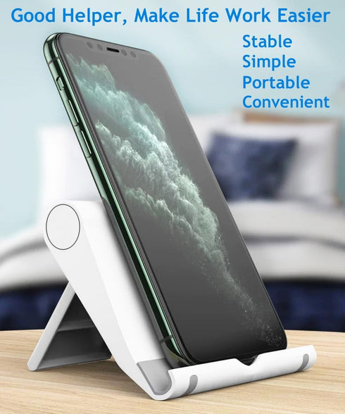 JUSDIQIR 10 Adjustable Foldable Cell Phone Stand for Desk, Compatible with Most Smartphones and Tablets, Fits Devices
