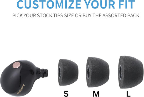 Comply Memory Foam Replacement Earbud Tips for Sony True Wireless Earbuds, Black, Large (3 Pairs)