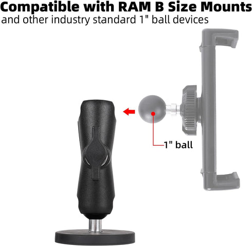 FPN 66mm 25mm /1 inch 3.54" Diameter Round Heavy-Duty Magnetic Base Mount with Rubber Coating Ball & Double Socket Arm