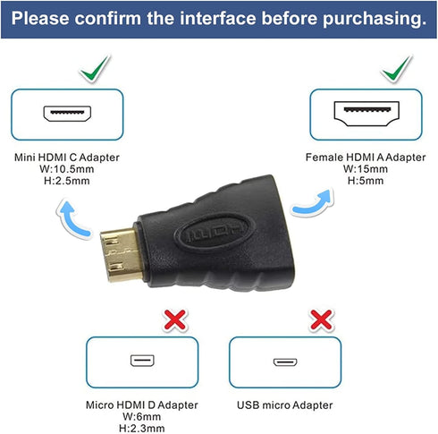 VCE 2-Pack HDMI Adapter, Mini HDMI to HDMI, 4K Support, Gold Plated, Compatible with Raspberry Pi, Camera, DSLR