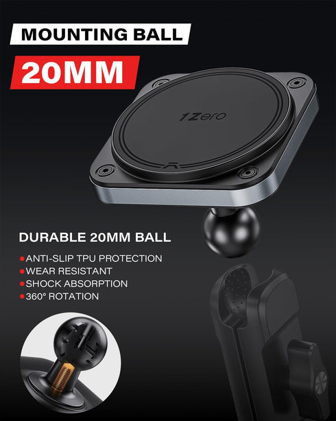1Zero 20MM 17 16 15 14 13 12, 0.787 Inch Heavy-Duty Magnetic Phone Holder for Ball Dash Mount Compatible with MagSafe