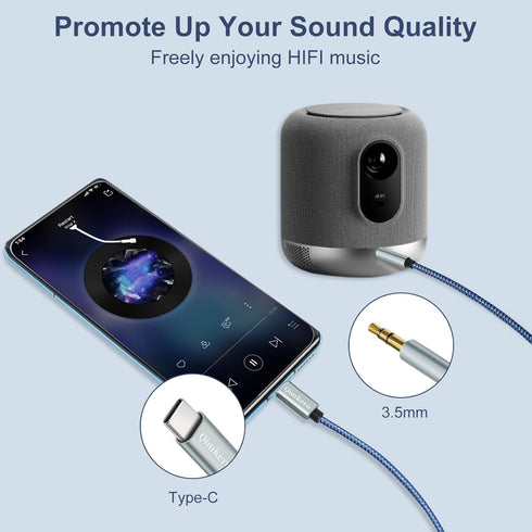 USB C to 3.5mm Audio Aux Jack Cable (4.3ft, 2-Pack) - Compatible with Samsung Galaxy S23, S22, S21, Note 20, Google