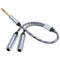 1/4 Splitter Adapter Cable, 12 inches, Dual 6.35mm Jack Female Y Splitter to 6.35mm Stereo Plug Male, 30cm
