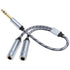 1/4 Splitter Adapter Cable, 12 inches, Dual 6.35mm Jack Female Y Splitter to 6.35mm Stereo Plug Male, 30cm