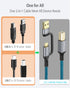 Hftywy 20FT 2-in-1 Printer Cable, Type C and USB A to B Printer Cable Compatible with MacBook Pro, HP, Canon, Epson