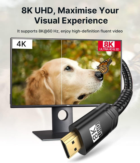 8K 2.1 2 Pack 10ft, 48Gbps (4K@144Hz, 4K@120Hz, 8K@60Hz) 2.2&2.3 10 2/PS5/Laptop/Monitor/HDTV/-Black JSAUX HDMI Cable