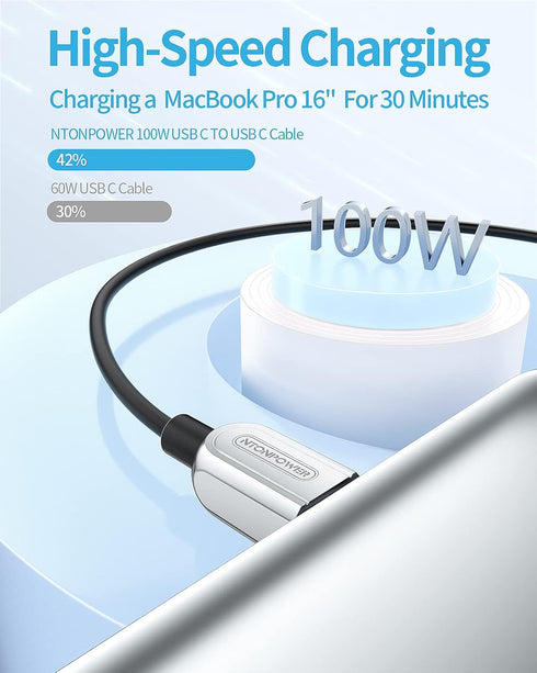 NTONPOWER 10FT USB C Cable 2-Pack, 100W Type C to Type C Fast Charging Cable for MacBook Pro/Air, iPad Pro, Samsung