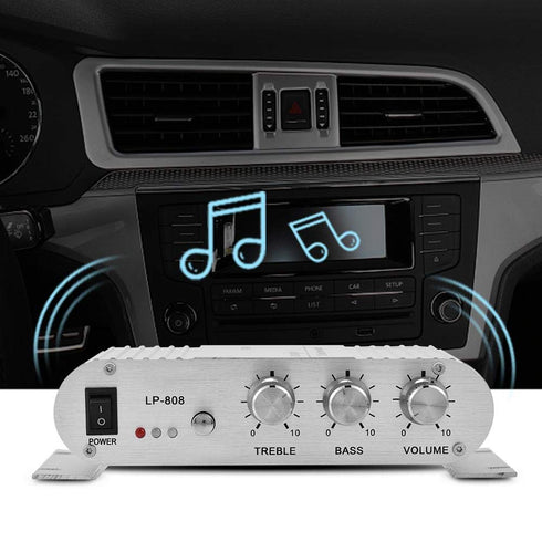 Portable Mini HiFi Stereo Amplifier, 20W 2 Channel Stereo Bass Auto Car Home Audio Power Amplifier for Phone, MP3,
