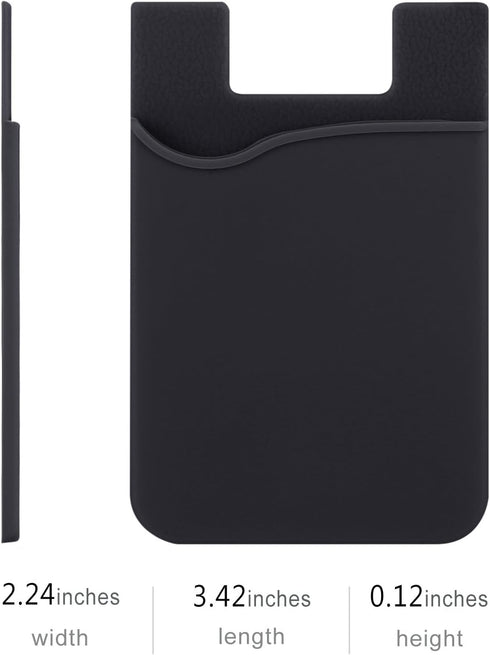 6 Pack Cell Phone Card Holder Pocket, Silicone Stick on Wallet for iPhone 15/14/13/12 Pro Max, Samsung Galaxy, Black