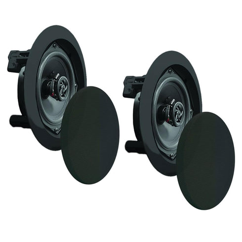 Pyle PDIC61RDBK In-Wall/In-Ceiling Dual 6.5-Inch Speaker System, 2-Way, Flush Mount, Black (Pair)
