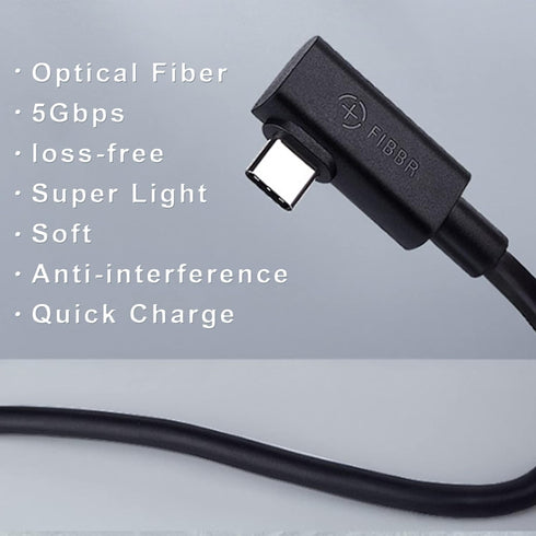 FIBBR Ultra Fiber Optic Cable Link Cable 10ft/3M, USB C to USB-C Hybrid Active Optical USB 3.1 Cable