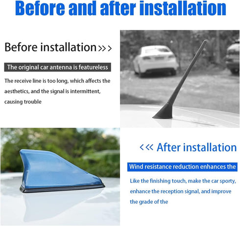 BELOMI Car Shark Fin Antenna Cover, Roof Aerial Base AM/FM Radio Signal for Car SUV Truck, Vehicle Shark Fin Shape