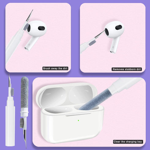 Purple Floral Case for AirPods 3rd Generation, 5 in 1 Kit with Cute Flower Pendant, Cleaning Pen, Wrist Strap