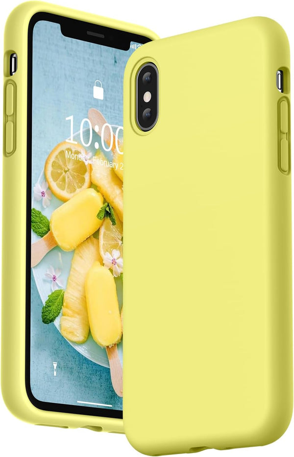 SURPHY Liquid Silicone Case for iPhone Xs and iPhone X, Thickened Microfiber Lining, Yellow