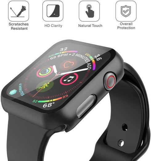 Misxi 2 Pack PC Case with Tempered Glass Screen Protector for Apple Watch SE 2 (2024) and Series 4-6, 40mm