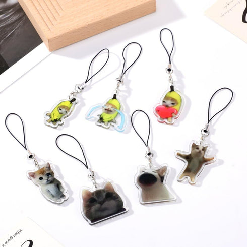 7 Pieces Cat Phone Charm Keychain, Cute Kawaii Aesthetic Phone Charms Strap