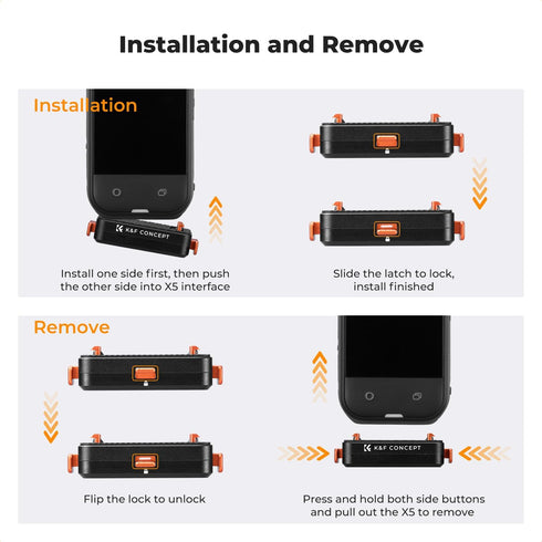 K&F CONCEPT Insta360 X5, Lock/1/4 Upgrade Magnetic Quick Release Mount Compatible with Aluminum Alloy Bracket Base