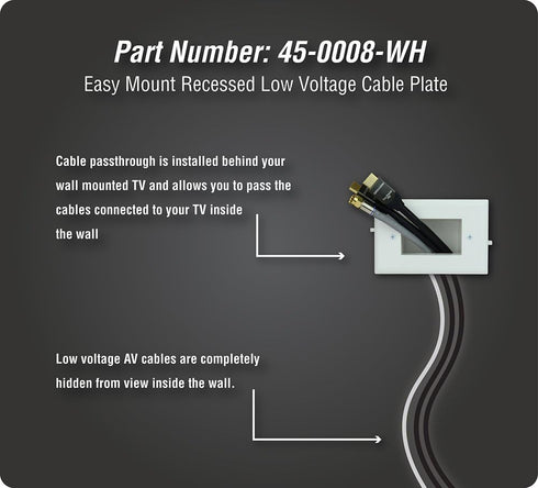 DATA COMM Electronics Easy Mount Recessed Low Voltage Cable Plate, 45-0008-LA, Lite Almond