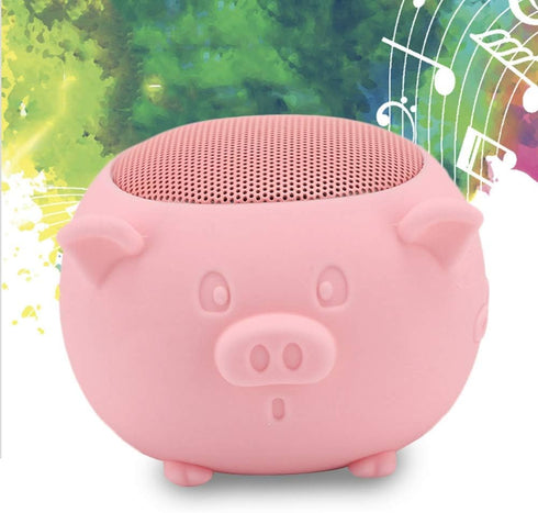 Socobeta Portable Lovely Pig Wireless Bluetooth 5.0 Speaker with Built-in Mic for Home/Travel (Pink)