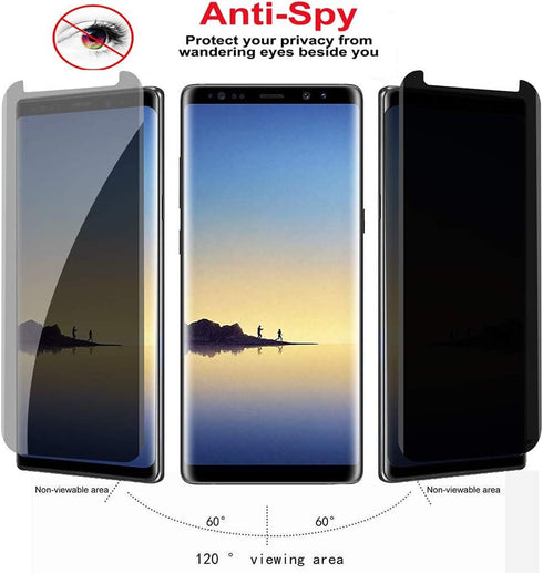LYWHL 3 Pack Privacy Screen Protector for Note 8/Note 9, Anti-Spy Tempered Glass Film, Black