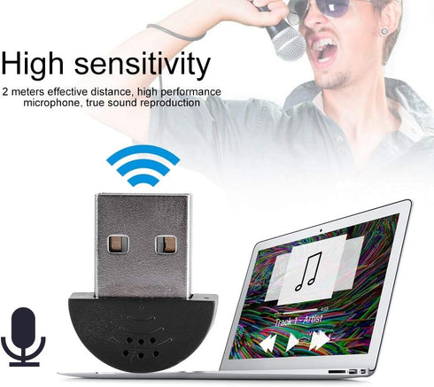 Mini Portable Microphone, USB Studio Speech 360° Omnidirectional Noise Cancellation for Computer PC (Black)
