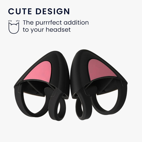 kwmobile Cat Ears for Overear Headphone (Set of 2), Fits Headbands 1" to 1.5" Diameter, Black/Dark Pink