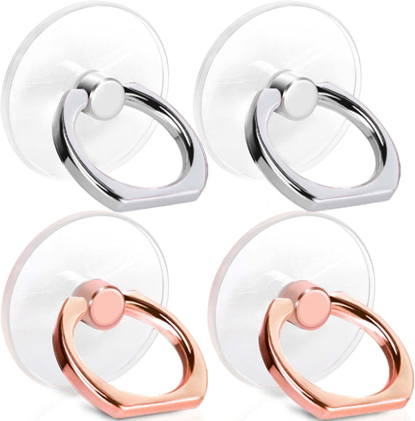 Cell Phone Ring Holder, 360° Rotation Transparent Finger Ring Kickstand, Clear Compatible with Most Phones, 2 Silver +