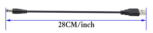 zdyCGTime 2.0 5.5x2.1mm 5 (28CM/11inch, 5.5x2.1mm)(2packs) USB A Male to DC Male Adapter Cable Volt DC Barrel Power