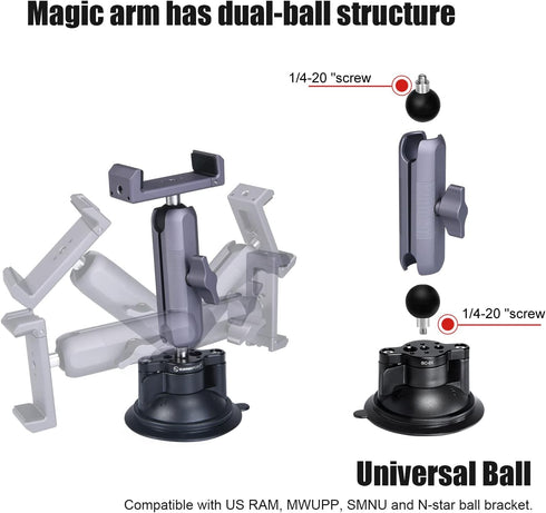 SUNWAYFOTO Universal Cellphone Auto Bracket - Suction Cup Mount for Windshield Car Window, Cell Phone Holder SPH-01
