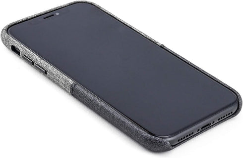Dockem M1 Card Case for iPhone XR (6.1") - Slim Canvas Style Faux Leather Wallet Case with Built-in Metal Plate