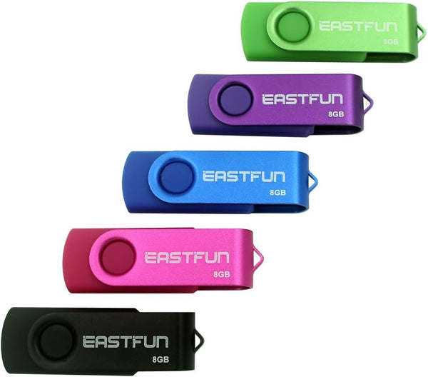 EASTFUN 5 Pack 8GB USB Flash Drive USB 2.0 Flash Memory Stick Fold