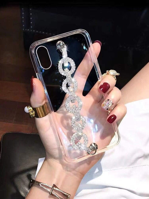 BONITEC Jesiya Clear Bracelet Case for iPhone Xs Max with 3D Glitter Sparkle Bling Strap