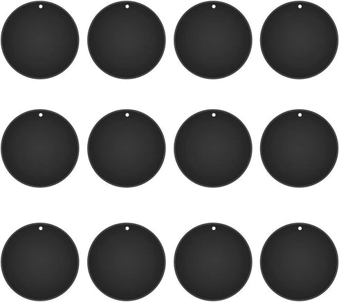 Mount Metal Plate (12 Pack) for Magnetic Car Mount Phone Holder with Full Adhesive - 12X Round (Black)