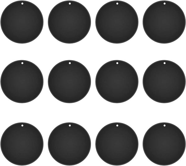 Mount Metal Plate (12 Pack) for Magnetic Car Mount Phone Holder with Full Adhesive - 12X Round (Black)