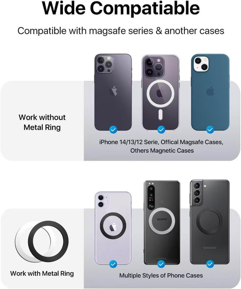 FENNIDICE 17 16 15 14 13 12 Transparent Magnetic Phone Grip Holder, Compatible for Magsafe Phone Grip, Collapsible