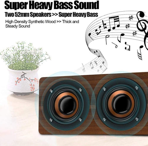 Retro Wooden Bluetooth Speaker - Combination Wireless Dual Loudspeakers, 3D Surround Speaker, Dual 5W Speakers, Redwood